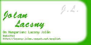 jolan lacsny business card